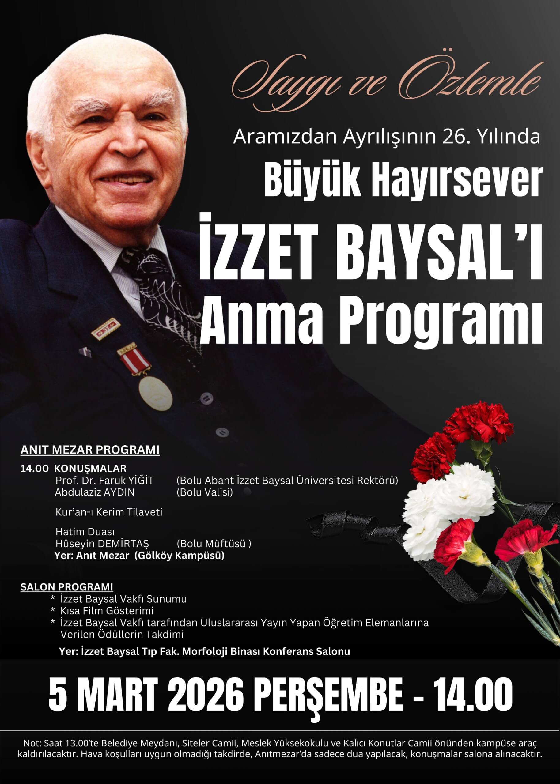 İzzet Baysal Anma Programı 5 Mart 2026